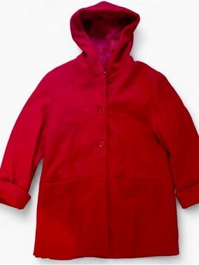 Herman Kay Women's Hooded Red Wool-Blend Coat